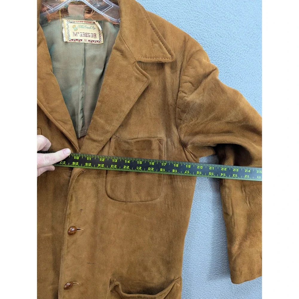 Vintage McGregor Blazer Suede Leather Sport Coat Jacket Men's 38 USA Rodeo Brown